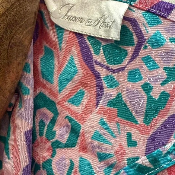 Women's Large - Abstract Floral Cami Tank Top - Pink Teal Purple - Picture 4 of 5